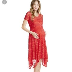 Red lace maternity dress